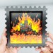 moscow fire 1812, moskva on fire - framed wooden sign with wooden gears - Ukrainian shop, Ukrainian artist