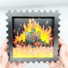 moscow fire 1812, moskva on fire - framed wooden sign with wooden gears - Ukrainian shop, Ukrainian artist