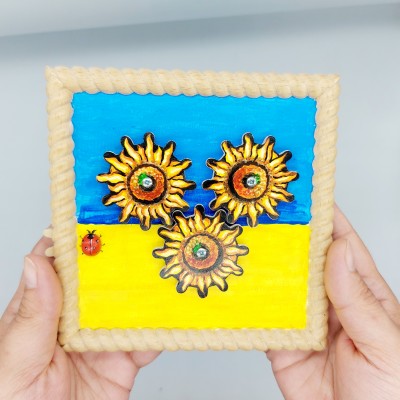 Ukrainian sunflower flag frame