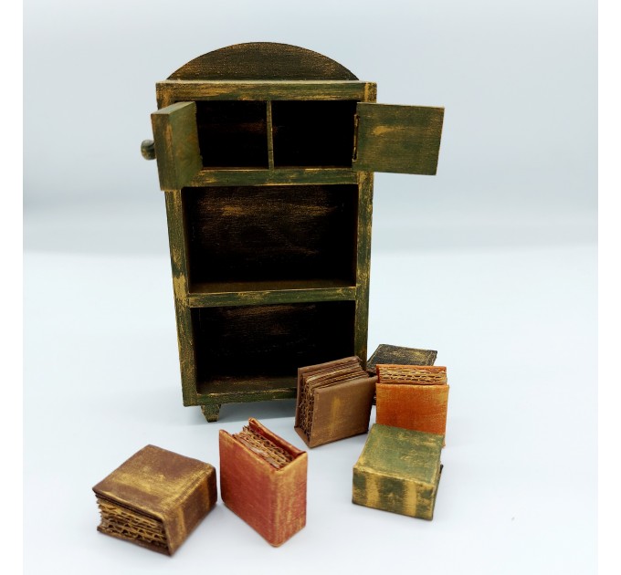 Library Bookcase, Miniature Bookshelf 1 : 12 , Library Bookshelves -  Dollhouse furniture for dolls