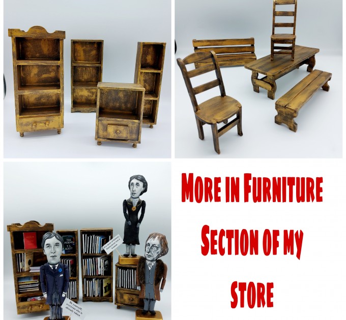 Library Bookcase, Miniature Bookshelf 1 : 12 , Library Bookshelves - Dollhouse furniture for dolls