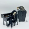 Gothic Raven doll, Gothic Halloween miniature furniture, Crow Edgar Poe Witch Mystery Gothic Dollhouse - Handmade wooden decor 1 12 scale