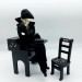 Gothic Raven doll, Gothic Halloween miniature furniture, Crow Edgar Poe Witch Mystery Gothic Dollhouse - Handmade wooden decor 1 12 scale