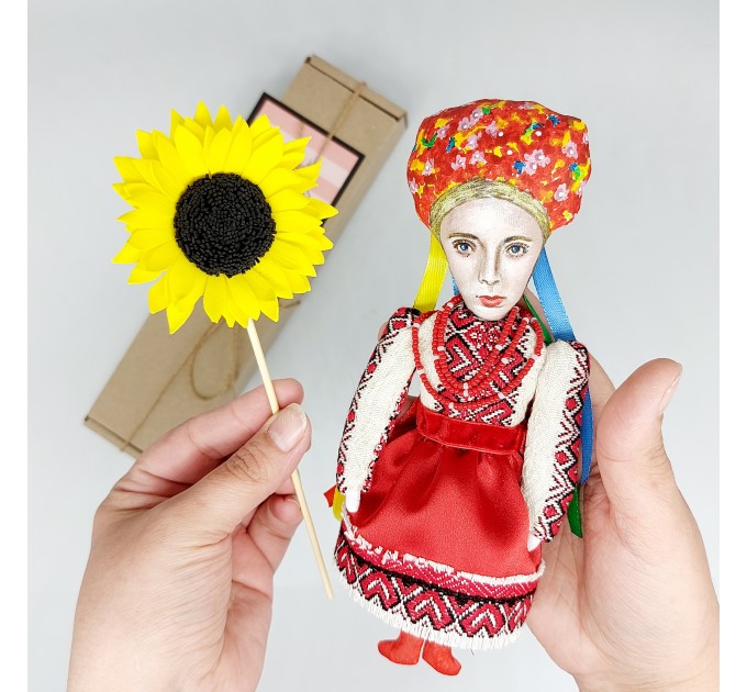 Ukrainian girl doll, Ukraine doll, Ukraine Freedom woman, Ukraine sunflower - Slava Ukraine - Collectible handmade doll