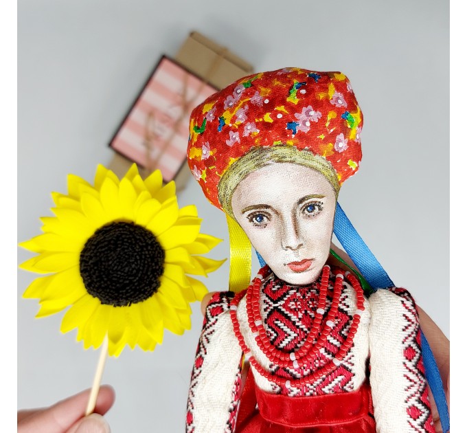 Ukrainian girl doll, Ukraine doll, Ukraine Freedom woman, Ukraine sunflower - Slava Ukraine - Collectible handmade doll