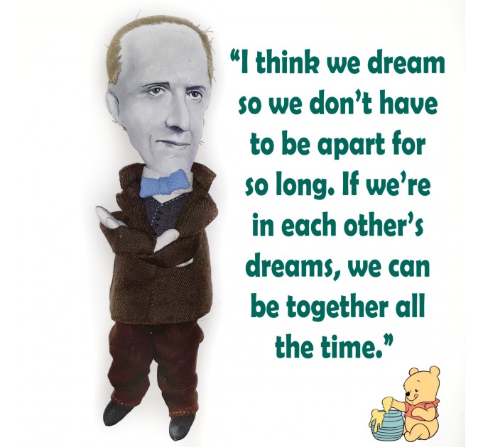 Alan Alexander Milne writer author classic novel teddy bear - Literary gift - Reader gifts - Collectible doll + miniature book