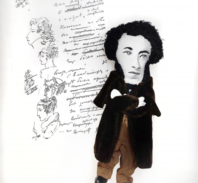 Alexander Pushkin Russian poet - Literary gift - Collectible doll + Miniature Books