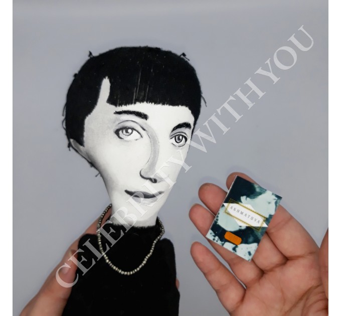 Anna Akhmatova Russian poets - Literary gift for bookworm - Handmade textile doll 