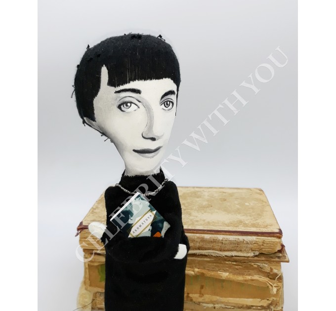 Anna Akhmatova Russian poets - Literary gift for bookworm - Handmade textile doll 