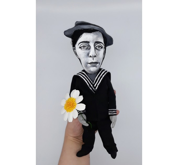 Buster Keaton doll - American actor comedian, classic Hollywood, slapstick comedy - hand painted collectible doll