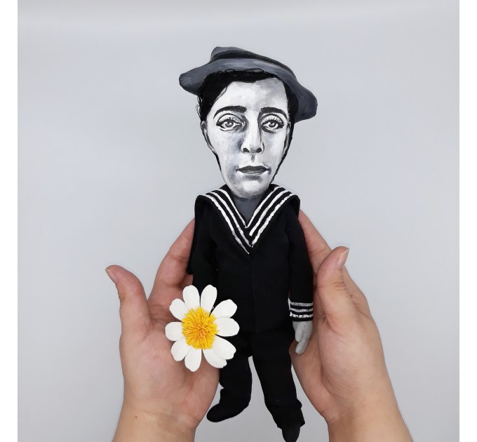 Buster Keaton doll - American actor comedian, classic Hollywood, slapstick comedy - hand painted collectible doll