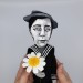 Buster Keaton doll - American actor comedian, classic Hollywood, slapstick comedy - hand painted collectible doll