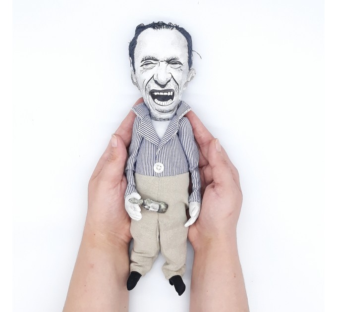 Charles Bukowski poet, novelist - Literary gift - bookshelf doll - Collectible doll