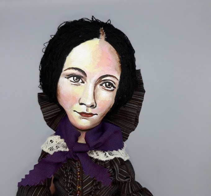 Charlotte Bronte novelist, poet, women writer, author Jane Eyre - Literary Gift for Reader - Collectible doll hand painted