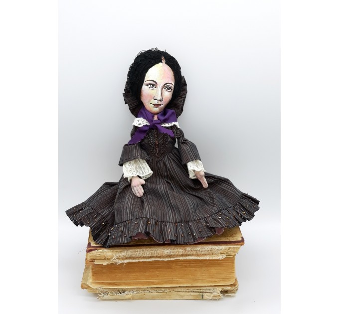 Charlotte Bronte novelist, poet, women writer, author Jane Eyre - Literary Gift for Reader - Collectible doll hand painted