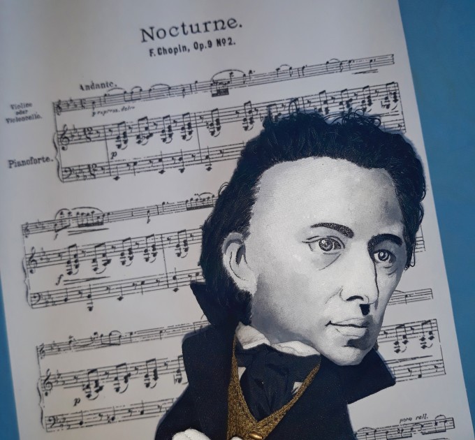 Frederic Chopin Classical composer of the Romantic era - Music teacher gift - Music Room Decor - collectible doll for Music Lovers