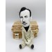 Famous American writer, Nobel Prize, author - Book lover gift - Collectible doll + miniature books