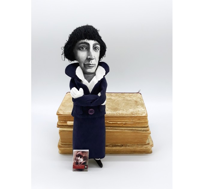 Marina Tsvetaeva doll Russian poet - Literary Gift for Readers & Writers - Handmade collectible doll hand embroidered