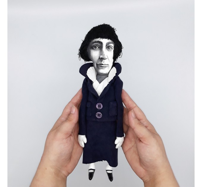 Marina Tsvetaeva doll Russian poet - Literary Gift for Readers & Writers - Handmade collectible doll hand embroidered