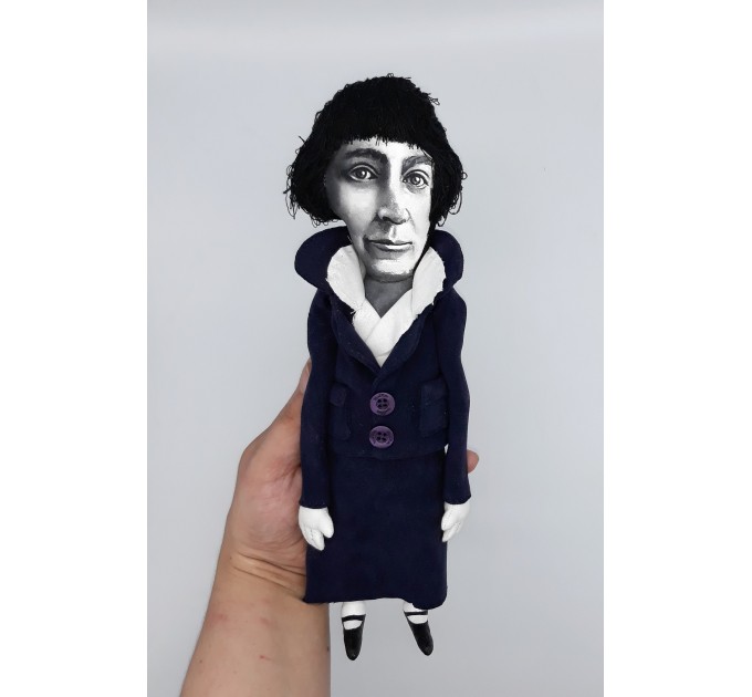 Marina Tsvetaeva doll Russian poet - Literary Gift for Readers & Writers - Handmade collectible doll hand embroidered