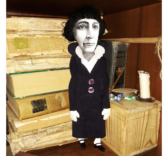 Marina Tsvetaeva doll Russian poet - Literary Gift for Readers & Writers - Handmade collectible doll hand embroidered