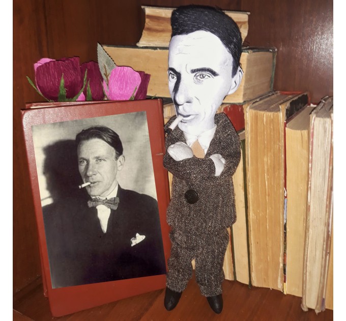 Mikhail Bulgakov doll - Master and Margarita - Bookshelf decor, Literary Gift for Reader - Collectible doll