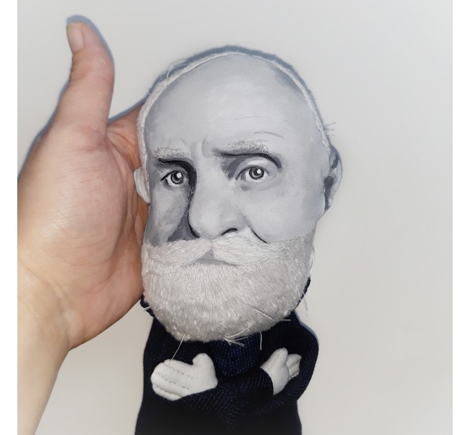 Ivan Petrovich Pavlov doll, famous Russian physiologist - funny psychologist student teacher gift - Textile doll hand embroidered and painted face