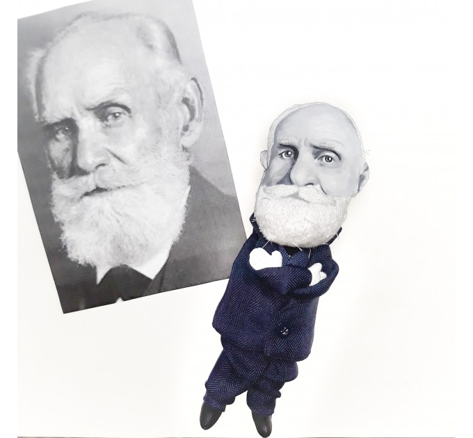 Ivan Petrovich Pavlov doll, famous Russian physiologist - funny psychologist student teacher gift - Textile doll hand embroidered and painted face