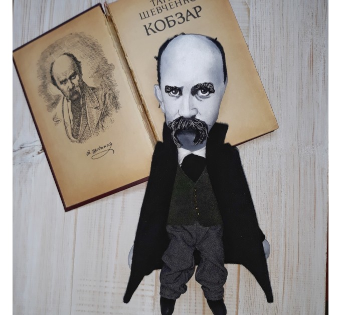 Taras Shevchenko Ukrainian writer, poet Kobzar - Collectible doll + miniature book