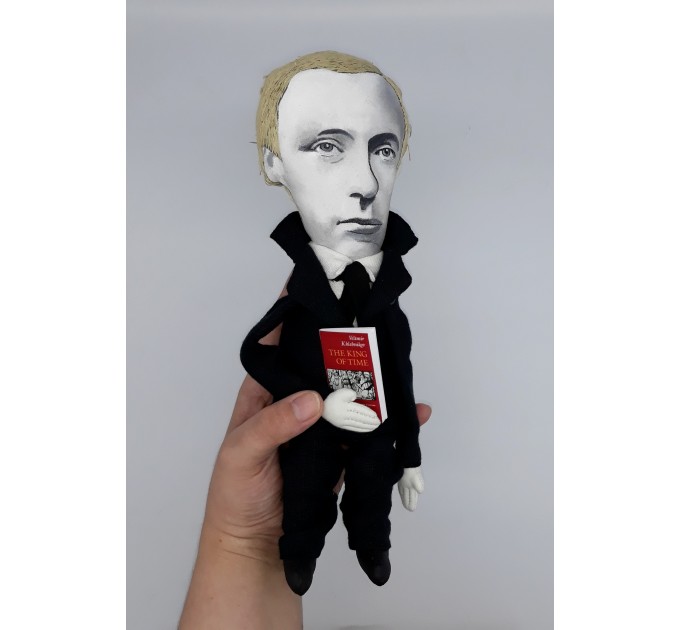 Velimir Khlebnikov Russian poet - Book lover gift - Collectible doll + miniature book