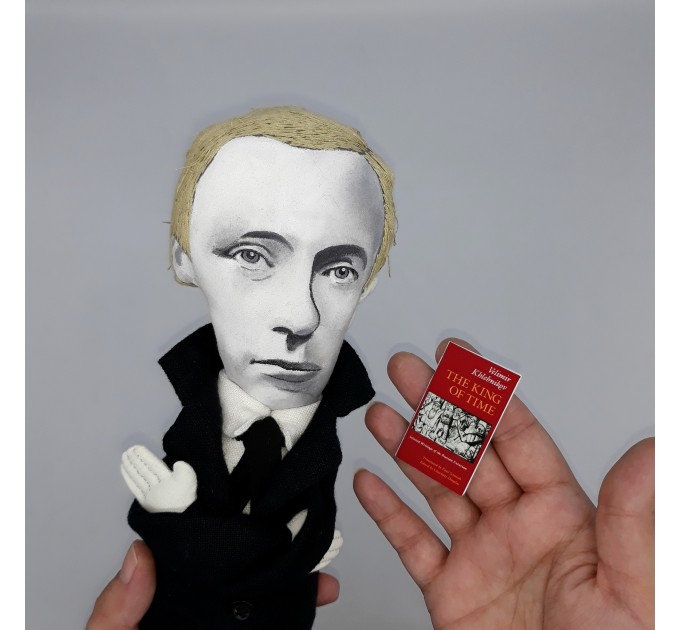 Velimir Khlebnikov Russian poet - Book lover gift - Collectible doll + miniature book