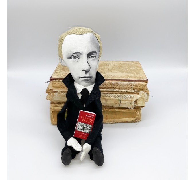 Velimir Khlebnikov Russian poet - Book lover gift - Collectible doll + miniature book