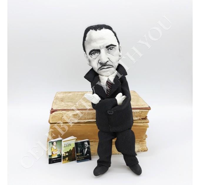 W. Somerset Maugham English playwright, novelist - Gift for writer - Collectible doll + miniature books