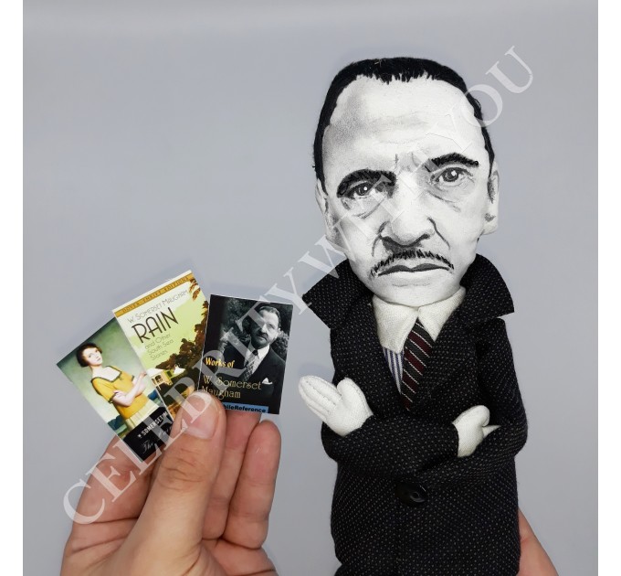 W. Somerset Maugham English playwright, novelist - Gift for writer - Collectible doll + miniature books