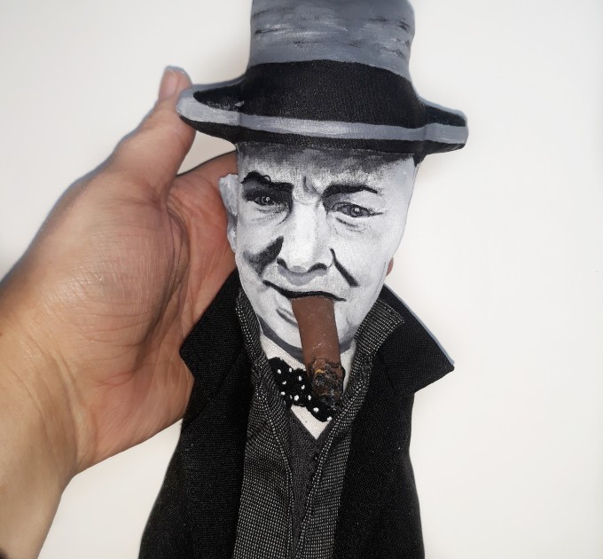 Winston Churchill Britain Prime Minister - Father's day gift - Textile doll hand embroidered and painted face