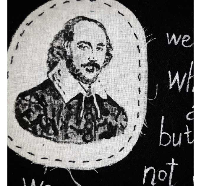 William Shakespeare quote - WALL HANGING black and white banner hand painted / Home library decor / burlap banner