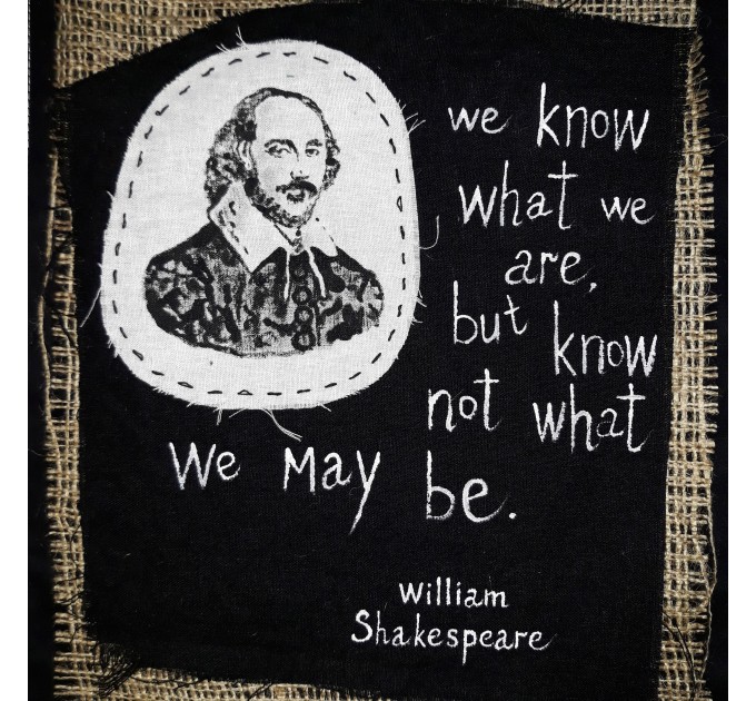 William Shakespeare quote - WALL HANGING black and white banner hand painted / Home library decor / burlap banner