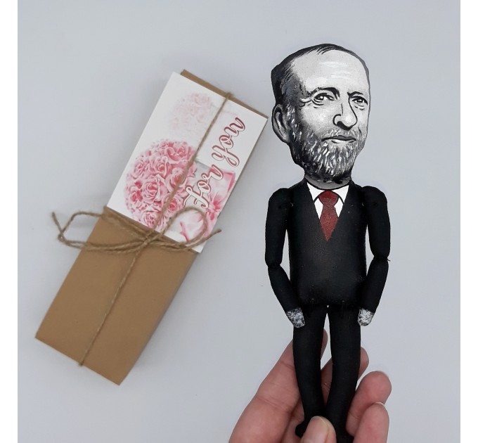 Jeremy Corbyn British politician - finger puppets theater - handmade figure