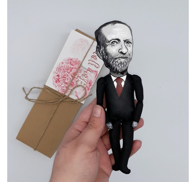 Jeremy Corbyn British politician - finger puppets theater - handmade figure