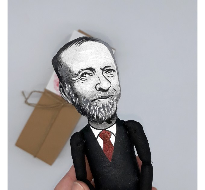 Jeremy Corbyn British politician - finger puppets theater - handmade figure