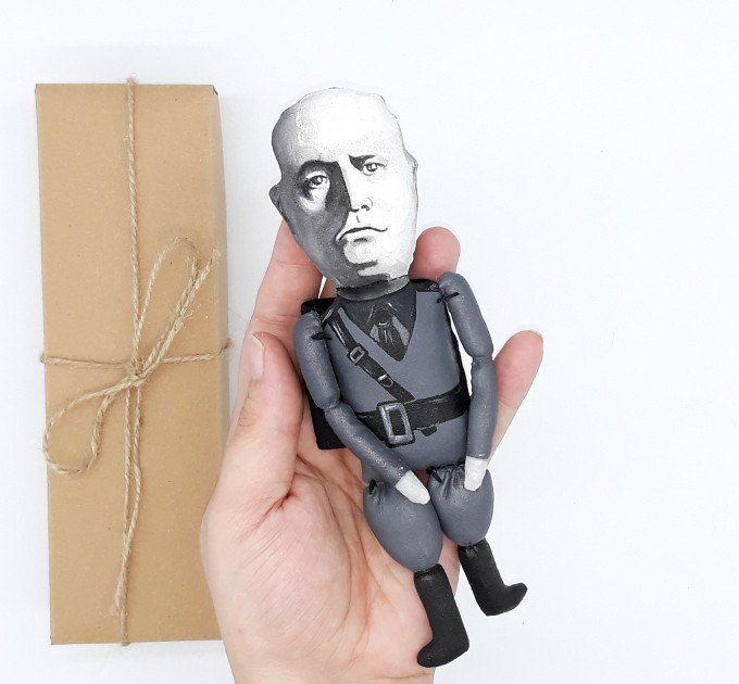 Mussolini finger puppet, caricature doll - history teacher gift - Collectible hand painted doll