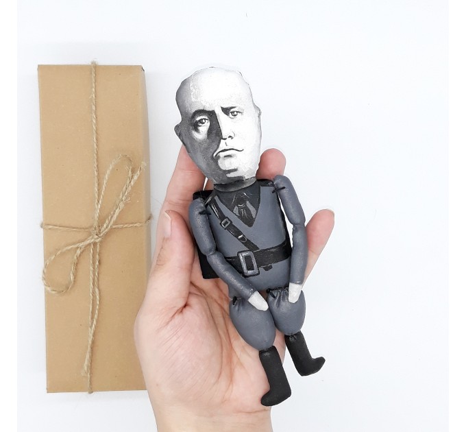 Mussolini finger puppet, caricature doll - history teacher gift - Collectible hand painted doll