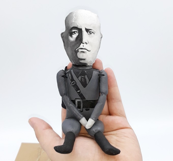 Mussolini finger puppet, caricature doll - history teacher gift - Collectible hand painted doll