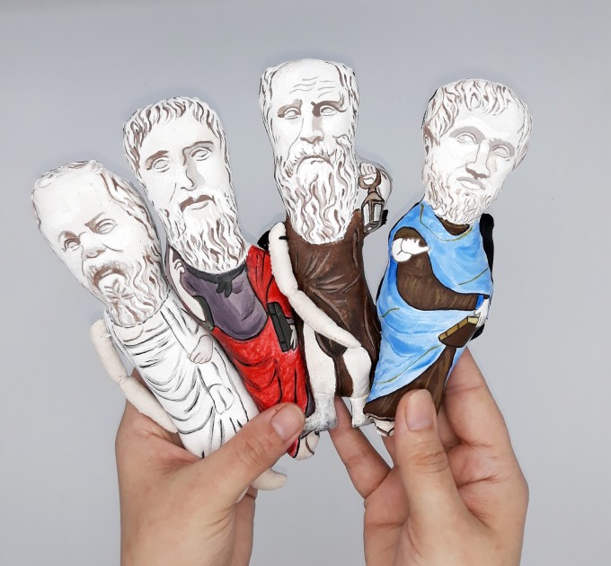 Socrates, Plato, Diogenes, Aristotle - SET 4 finger puppets - Greek Philosophers - History teacher gift