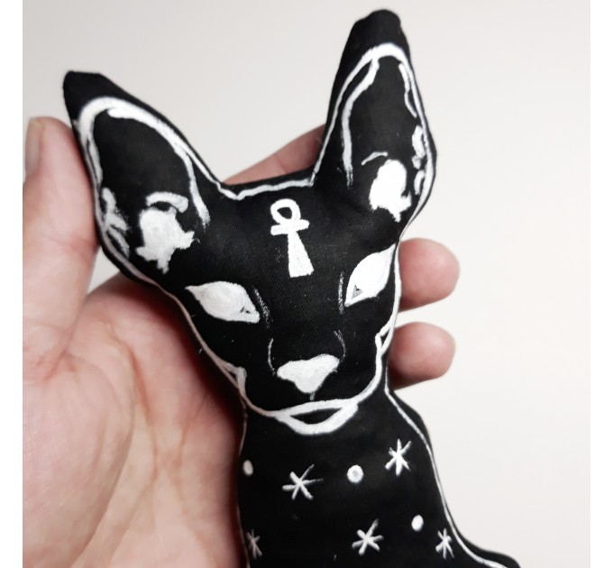 Goth Black CAT - Gothic Home Decor - magics cat - black cat luck - hand painted toy