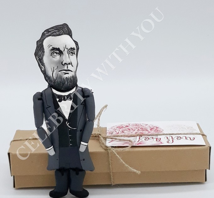 Abraham Lincoln president action figure, 16th president US - History gift idea Father's history gift Patriotic decor - Collectible historical doll hand painted