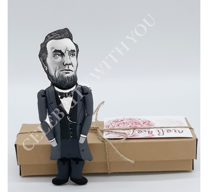 Abraham Lincoln president action figure, 16th president US - History gift idea Father's history gift Patriotic decor - Collectible historical doll hand painted