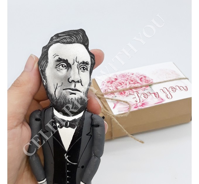 Abraham Lincoln president action figure, 16th president US - History gift idea Father's history gift Patriotic decor - Collectible historical doll hand painted