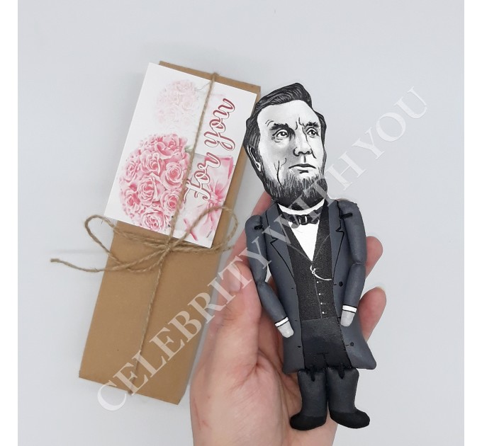 Abraham Lincoln president action figure, 16th president US - History gift idea Father's history gift Patriotic decor - Collectible historical doll hand painted