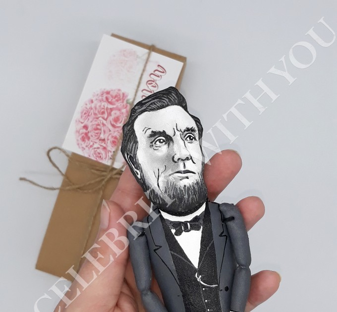 Abraham Lincoln president action figure, 16th president US - History gift idea Father's history gift Patriotic decor - Collectible historical doll hand painted